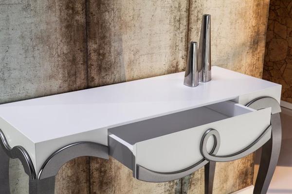 Dresuar 17138 CNC KABARTMA Model Kayın Aslan Ayak 90 cm Parlak Beyaz Boya El Yapı - Image 1