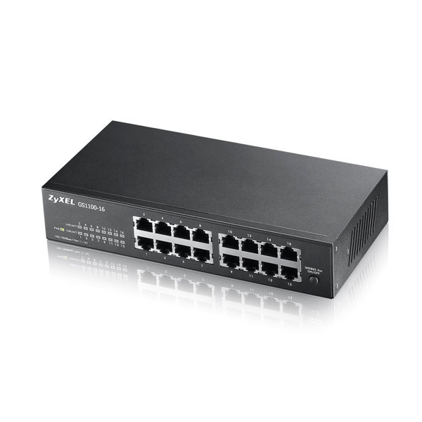 ZyXEL GS1100-16 V3, 16 Port, GigaBit, Yönetilemez, Masaüstü Switch - Image 1