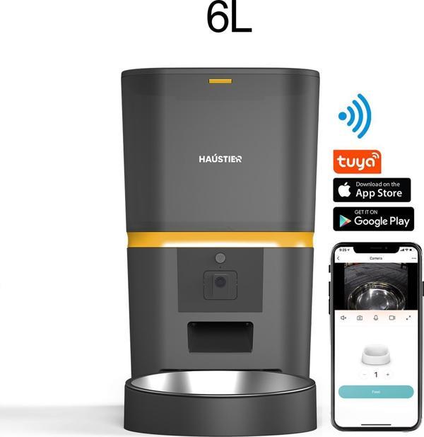 Haustier QQ005 Kameralı Akıllı Kedi Otomatik Mama Kabı, App ile Kontrol, Sesle Çağırma, 6lt Hazne, 480P Kamera - Image 1