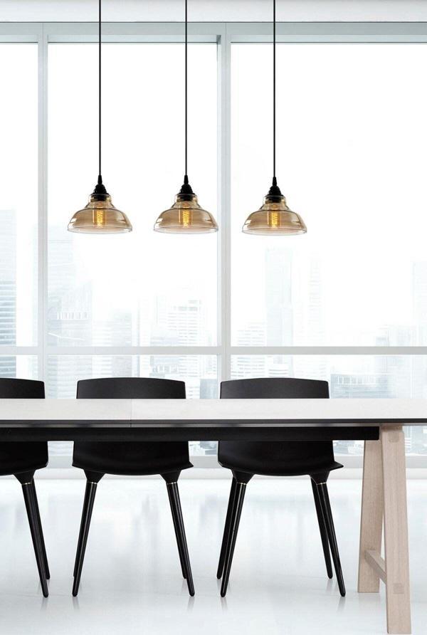 Lambadar Special Model Üçlü Siyah Dikdörtgen Modern Füme Camlı Sarkıt Avize - Image 1