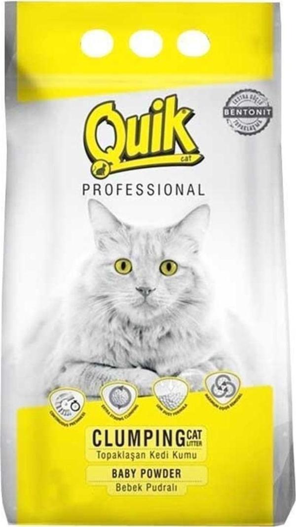 Quik Bentonit Pudra Kokulu Ince Taneli Kedi Kumu 5 Lt Topaklaşan - Image 1