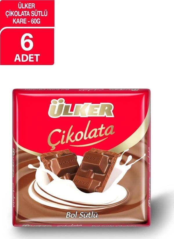 Ülker Sütlü Kare Çikolata 60 gr X 6 Adet - Image 1
