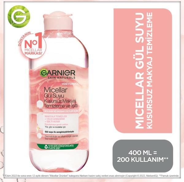 Garnier Micellar Gül Suyu Kusursuz Makyaj Temizleme & Işıltı 400 ml - Image 1