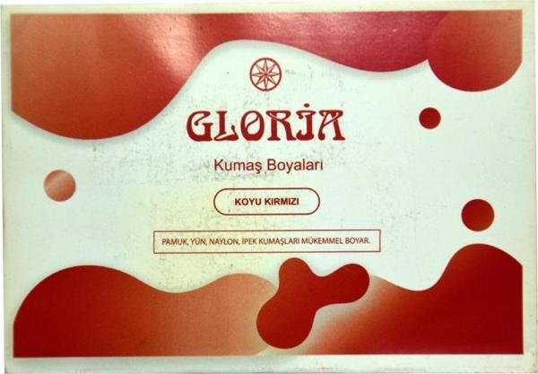 Gloria Koyu Kırmızı Pamuk Yün Naylon İpek Kumaş Boyası 10G Paket - Image 1