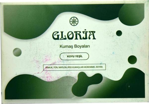 Gloria Koyu Yeşil Renk Pamuk Yün Naylon İpek Kumaş Boyası 10Gr - Image 1