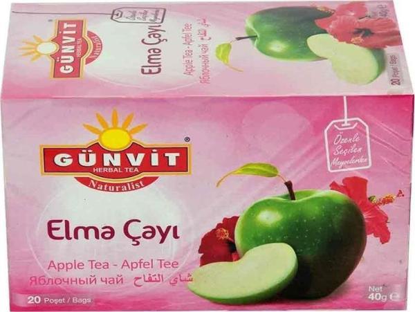 Günvit Elma Çayı Elmalı Çay 2 gr x 20 Adet Süzen Poşet Meyve Çayı - Image 1