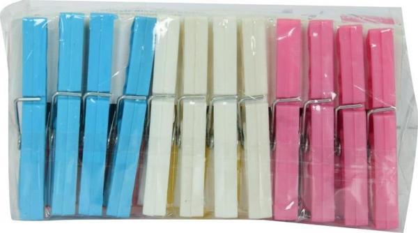 Zambak Plastik Çınar Çamaşır Mandalı 24 Adet Karışık Renk ZP-142 - Image 1