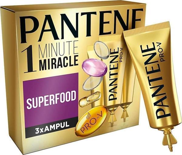 Pantene 1 Minute Miracle Superfood Ampül Saç Bakım Kürü 3x15ML - Image 1