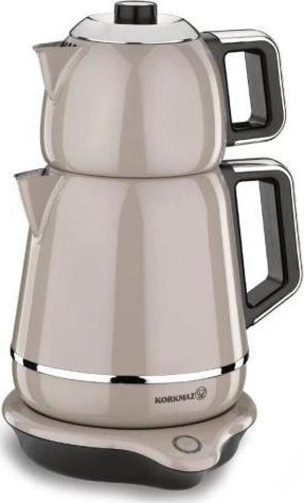 Korkmaz Demiks Bej/Krom Elektrikli Çaydanlık 1.7 lt - Image 1