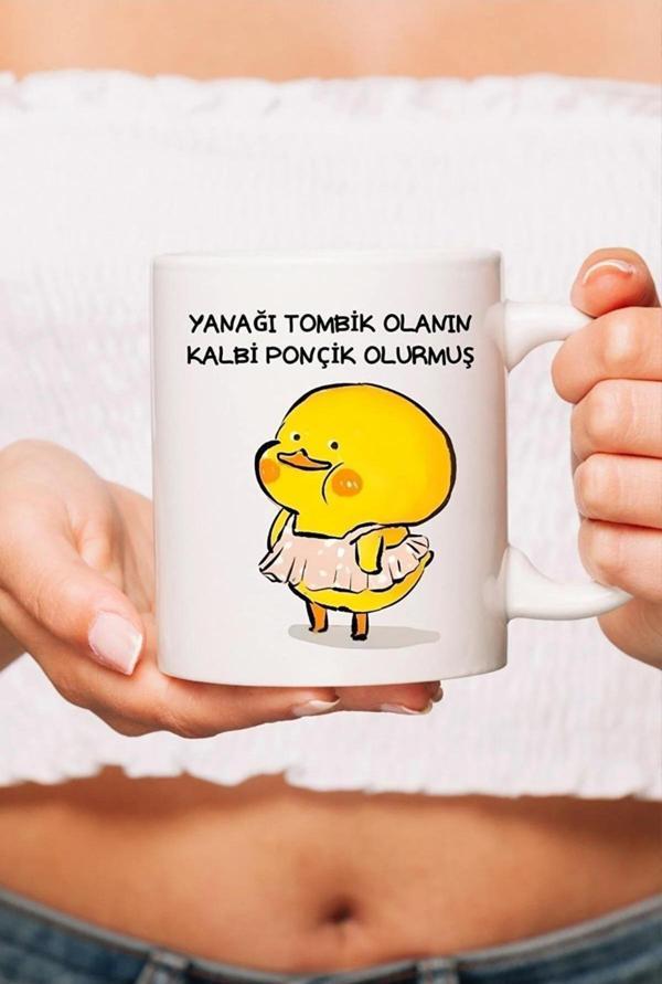 My Retail Yanağı Tombik Olanın Kalbi Ponçik Olurmuş Baskılı Kupa Bardak, Solmaz, Baskılı Kupa Bardak - Image 1
