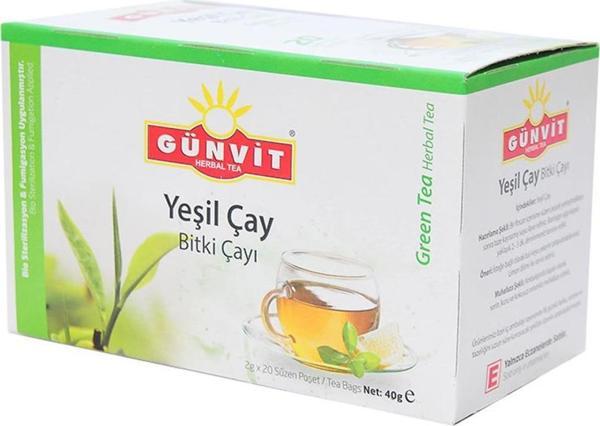 Günvit Yeşil Çay Bitki Süzen Poşet Çay 20 x 2  gr Doğal Yeşilçay - Image 1