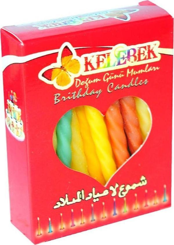 Kelebek Renkli Doğum Günü Kına Pasta Gelin Kutlama Mumu 22ADET - Image 1