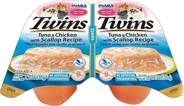 Twins Ton Balıklı Deniz Taraklı ve Tavuklu Kedi Atıştırmalık 2x35 Gr - Image 1
