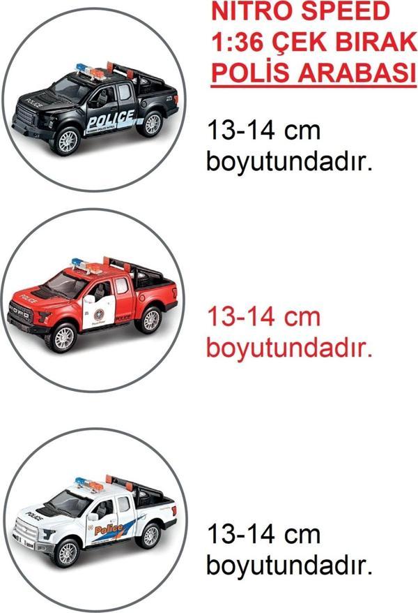 Adel Nıitro Speed 1:36 Çek Bırak Polis Arabası 3'lü - Image 1
