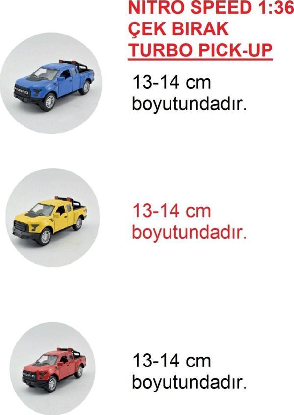 Adel Nıitro Speed 1:36 Çek Bırak Turbo Pick-Up 3'lü Canlı Renkler - Image 1
