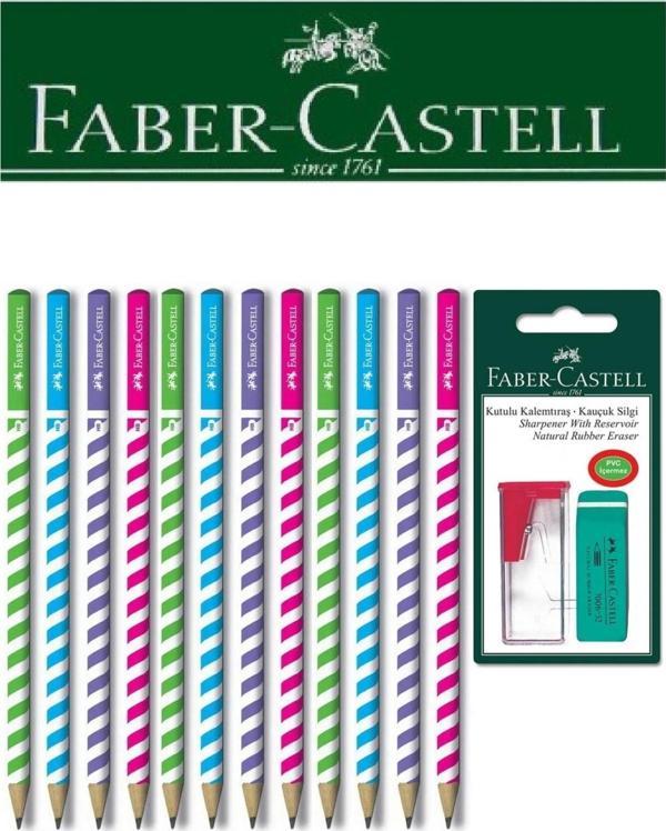 Faber-Castell 12'li Candy Roll Kalem Ve Kutulu Kalemtıraş + Silgi Seti Blister - Image 1