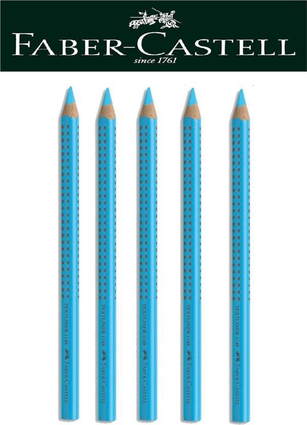 Faber-Castell Ahşap Gövdeli Mavi Renk Fosforlu Kalem 5'li Set - Image 1