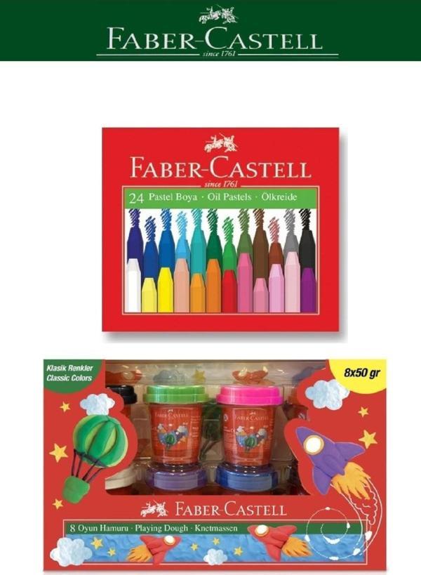 Faber-Castell Oyun Hamuru 50G X 8 Klasik Renkler + 12'li Keçeli Kalem - Image 1