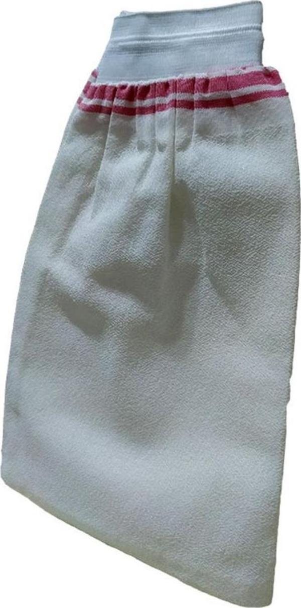 Micro Peel Lastikli İpek Kese Banyo Kesesi Beyaz Kalın 15CMX25CM - Image 1