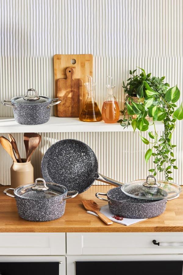 Karaca Biogranit Navy Stone 7 Parça Tencere Seti - Image 1