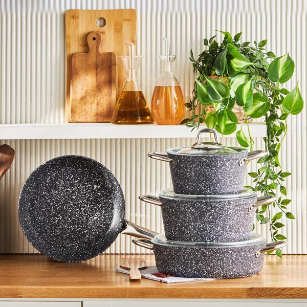 Karaca Biogranit Navy Stone 7 Parça Tencere Seti Gri - Image 1