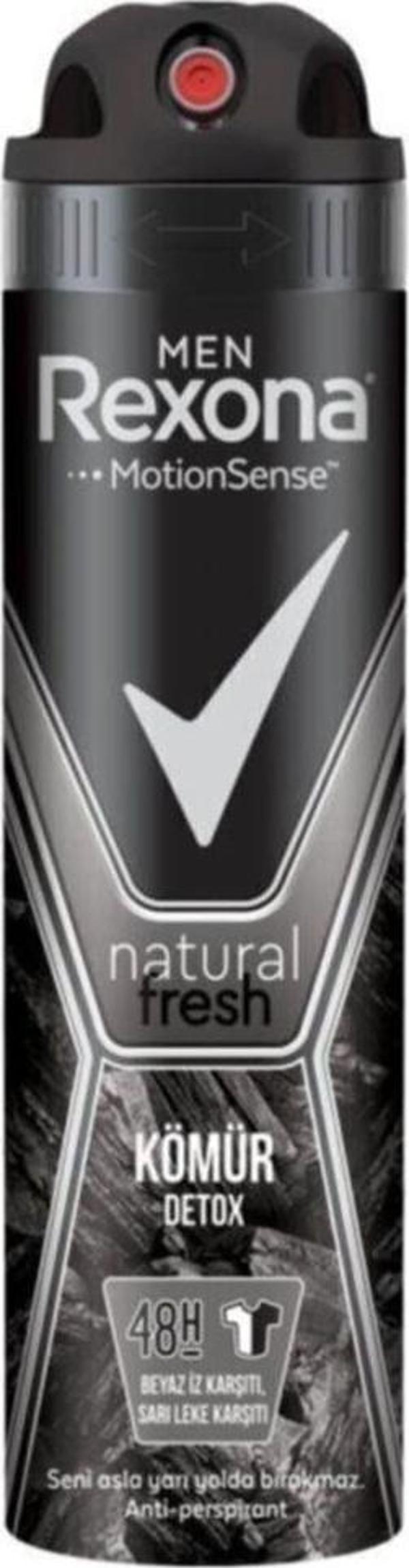 Rexona Men Erkek Sprey Deodorant Natural Fresh Kömür Detox 150ML - Image 1