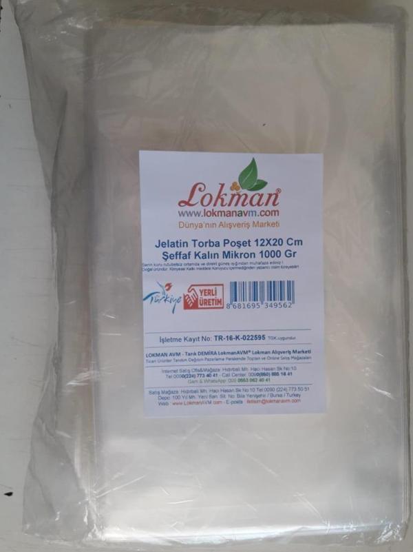 Jelatin Torba Poşet 12X20 Cm Şeffaf Kalın Mikron 1000 Gr 1 Paket - Image 1