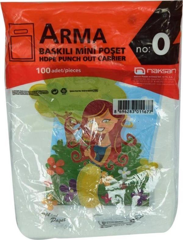 Arma Baskılı Mini Poşet Eczane Mağaza Dükkan Poşeti Beyaz Üzeri Kız Figürlü 32X20 Cm 100 Adet No:0 - Image 1