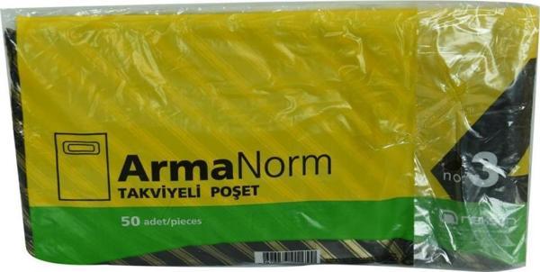 ArmaNorm Takviyeli Çanta Poşet Siyah Çizgili Desen 42X32 50 Adet No:3 - Image 1