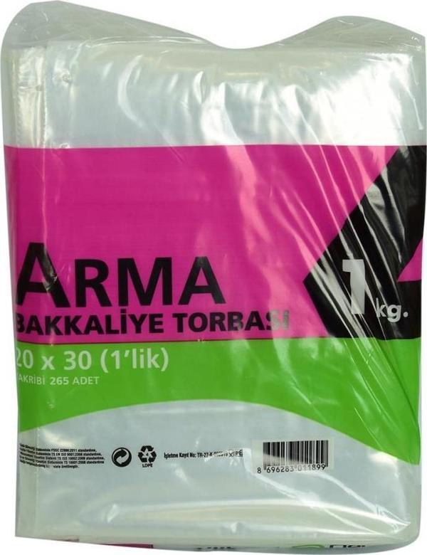 Naylon Torba Arma Şeffaf Bakkaliye Kuruyemiş Şeker Torbası 20x30 (1 lik ) Takribi 265 Adet 1000  gr - Image 1