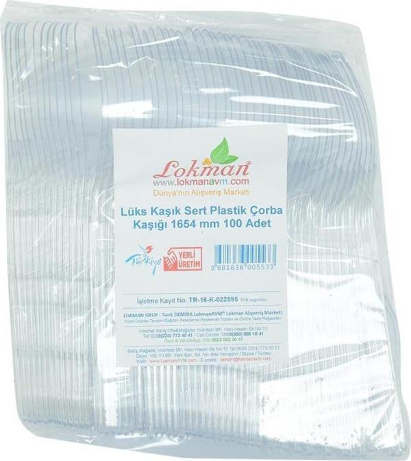 LokmanAVM Lüks Kaşık Sert Plastik Çorba Kaşığı 1654 mm 100 Adet 1 Paket - Image 1