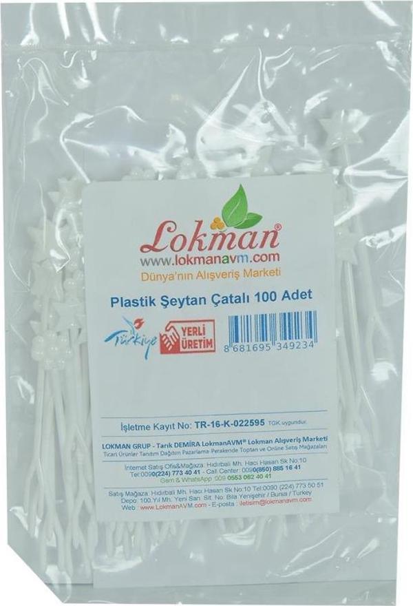LokmanAVM Plastik Cips Börek Tatlı Şeytan Çatalı Beyaz 100 Adet Paket - Image 1