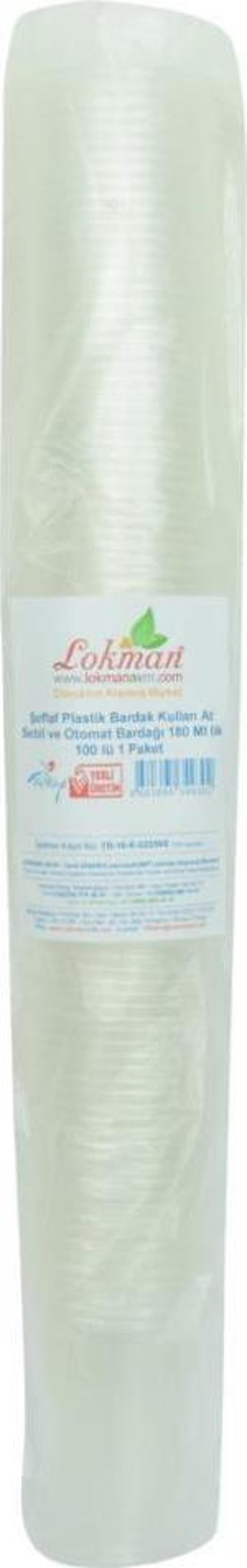 LokmanAVM Şeffaf Plastik Bardak Kullan At Sebil ve Otomat Bardağı 180 Ml lik 100 lü 1 Paket - Image 1