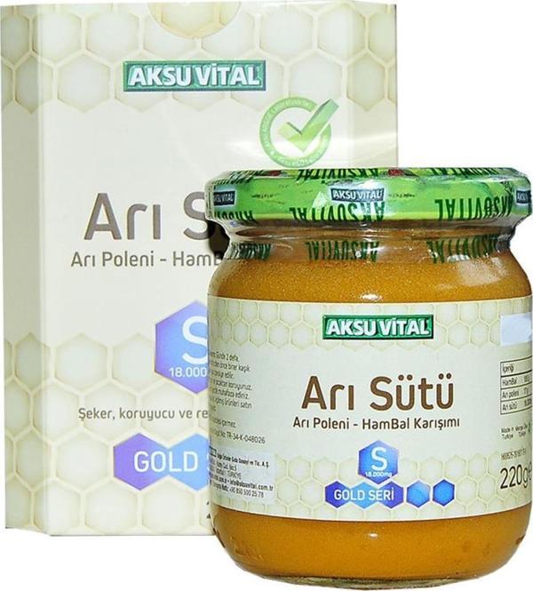 Aksuvital Gold S 18.000 MG Arı Sütü Polen Ham Bal Karışımı 220 G - Image 1