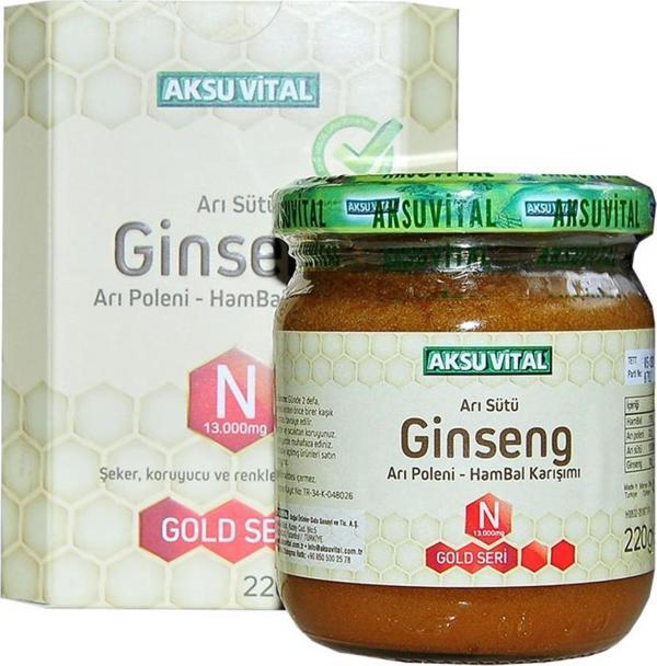 Aksuvital N 13000mg Arı Sütü Ginseng Polen Bal Karışımı 220GR - Image 1