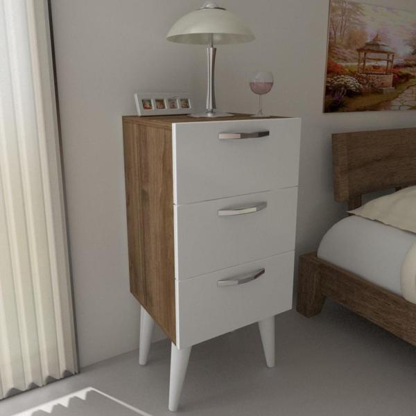 Dekorister Bellini 3 Çekmeceli Şifonyer Beyaz-Ceviz - Image 1