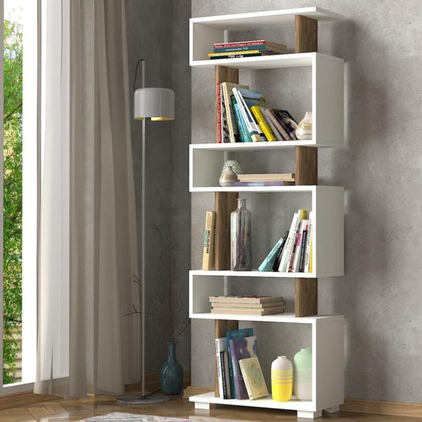 Dekorister Blok Kitaplık Beyaz-Ceviz - Image 1