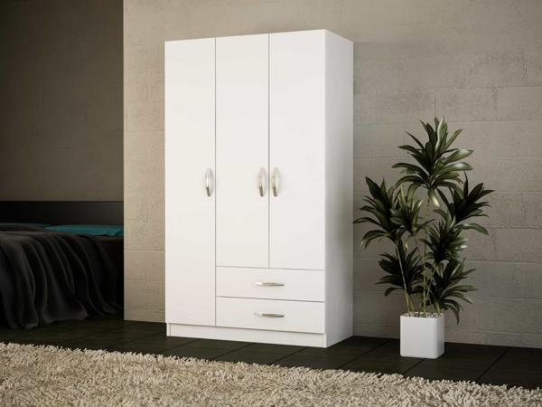 Dekorister Diva 3 Kapaklı 2 Çekmeceli Gardrop BEYAZ - Image 1