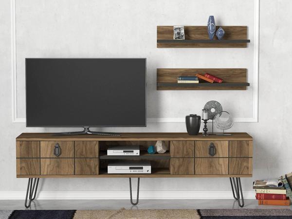 Dekorister Exclusive Rialto Demir Ayaklı Tv Ünitesi Ceviz - Image 1