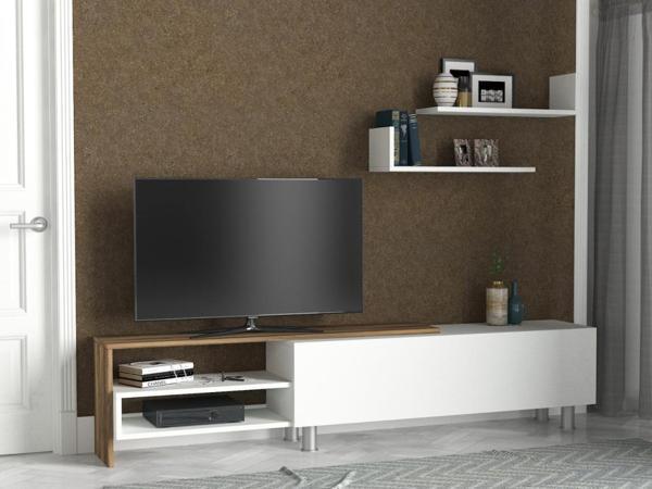 Dekorister Dizayn Tv Ünitesi Beyaz-Ceviz - Image 1