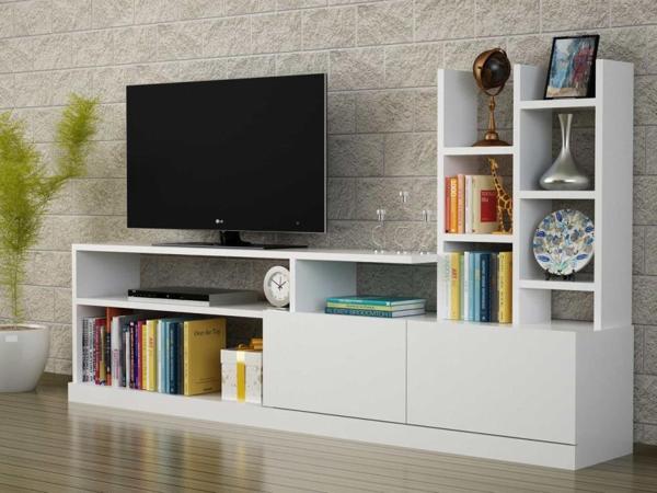 Dekorister Dolunay Kitaplıklı Tv Ünitesi Beyaz - Image 1