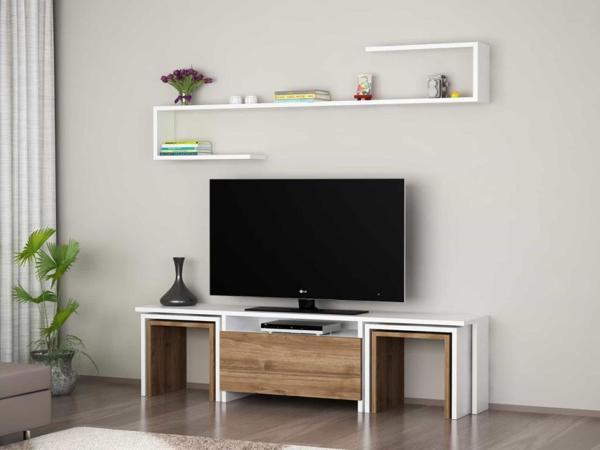 Dekorister Ege Tv Ünitesi Beyaz-Ceviz - Image 1