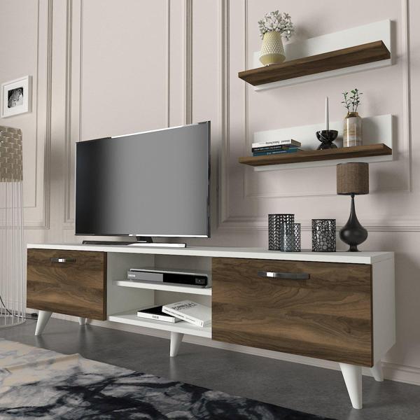 Dekorister Geacles Tv Ünitesi Beyaz-Ceviz - Image 1
