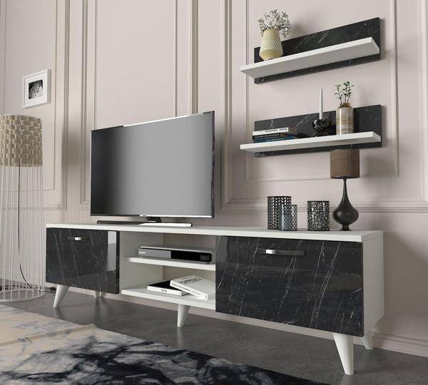 Dekorister Geacles Tv Ünitesi Beyaz-Mermer - Image 1