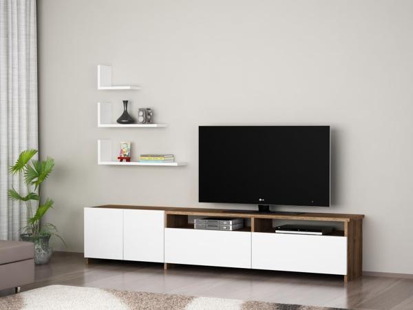 Dekorister Gelincik Tv Ünitesi Beyaz-Ceviz - Image 1