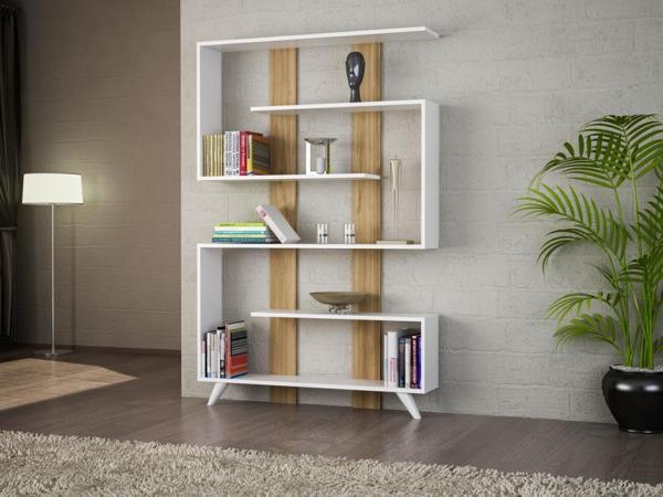 Dekorister Rain Kitaplık Beyaz-Ceviz - Image 1