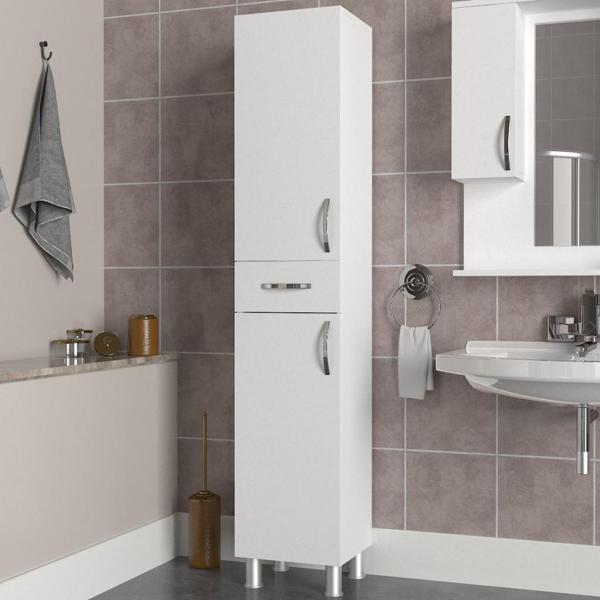 Dekorister Selin 2 Kapak 1 Çekmeceli Banyo Boy Dolabı Beyaz - Image 1