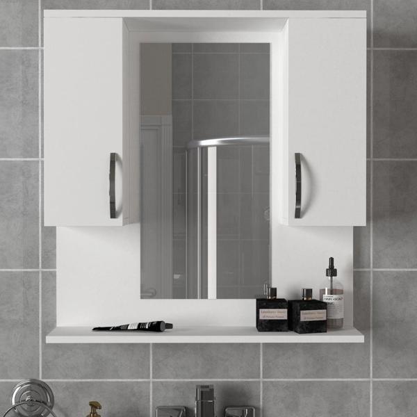 Dekorister Tiger Aynalı Banyo Etajer Beyaz - Image 1