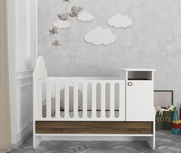 Dekorister Lora Baby Büyüyen Beşik Beyaz-Ceviz - Image 1