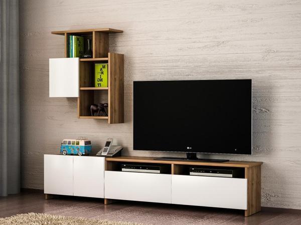 Dekorister Mariposa Kitaplıklı Tv Ünitesi Ceviz-Beyaz - Image 1